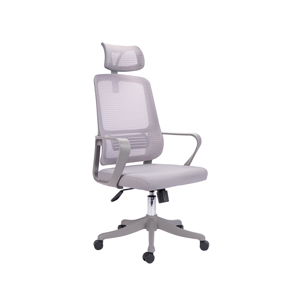 Silla Ejecutiva Montecarlo Gris – Malla Traslúcida, Soporte Lumbar y Confort Ergonómico Superior