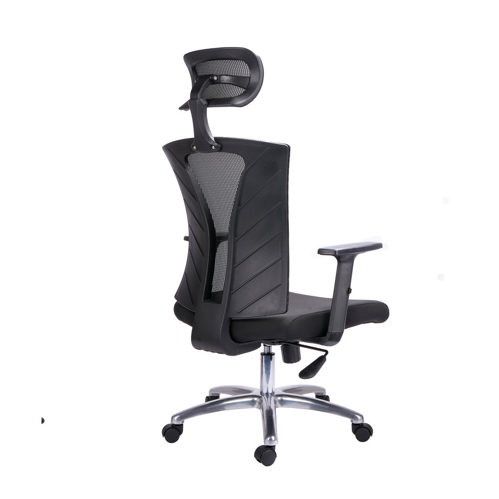 Silla Ejecutiva Praga Presidente Cromo – Malla Traslúcida, Cabecero Graduable y Confort de Alto Nivel