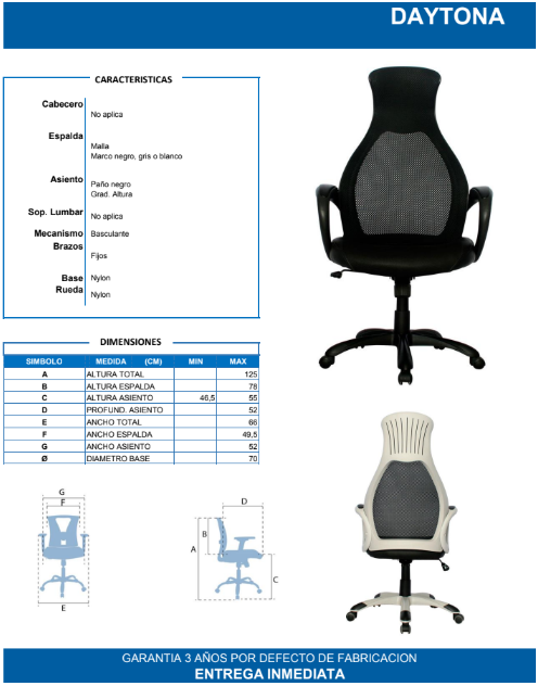 Silla Ejecutiva Daytona – Estilo Gamer, Confort Profesional para tu Oficina