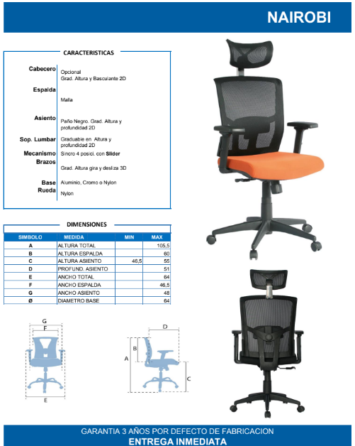 Silla Ergonómica Nairobi Presidente – Confort Ejecutivo de Alto Nivel para tu Oficina
