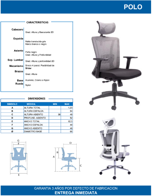 Silla Ejecutiva Polo Presidente – Ergonomía, Estilo y Confort para Largas Jornadas