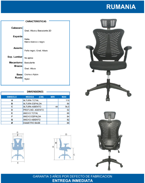 Silla Ejecutiva Rumania Presidente – Estilo Bicolor, Ergonomía y Confort para tu Oficina