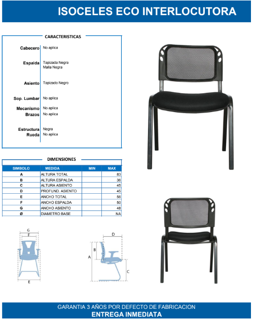 Silla Isósceles Malla Base Nylon – Resistencia y Confort para Ambientes Corporativos e Institucionales