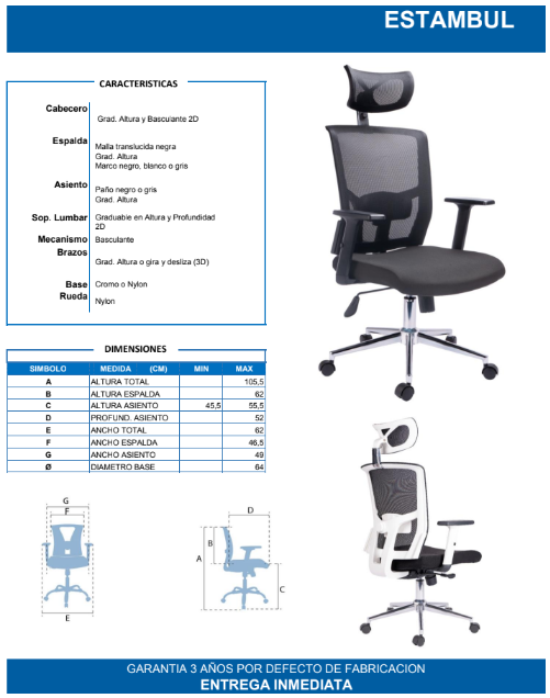 Silla de Oficina Estambul – Ergonomía, Malla Transpirable y Confort Premium para tu Espacio de Trabajo